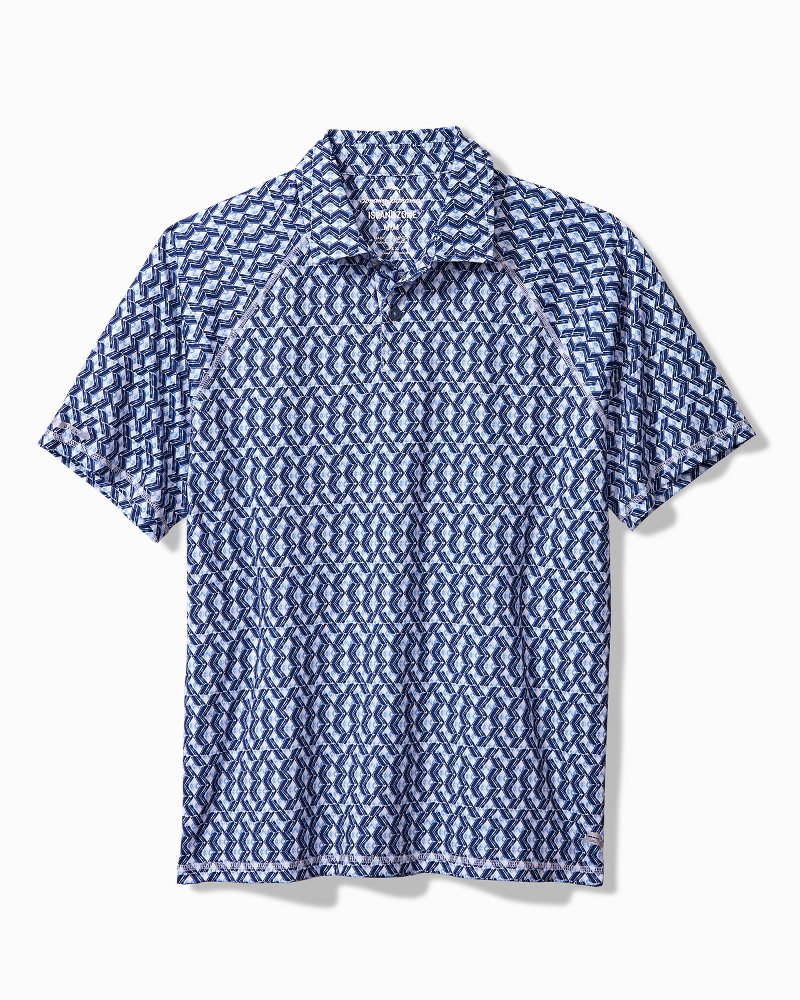 Big & Tall Fresco Geo IslandZone® Polo Deep Space | Tommy Bahama Latest - Big & Tall Fresco Geo IslandZone® Polo