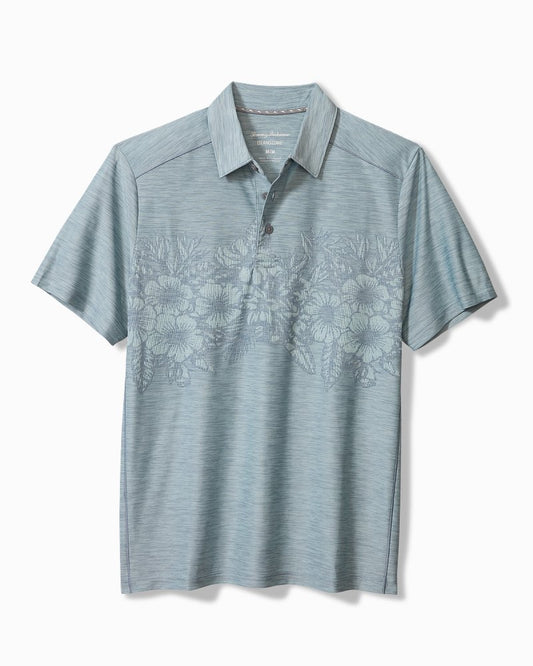 Big & Tall Palm Coast Hibiscus Border IslandZone® Polo Sterling Blue | Tommy Bahama Signature - Big & Tall Palm Coast Hibiscus Border IslandZone® Polo