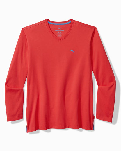 Big & Tall Bali Skyline V-Neck Long-Sleeve T-Shirt Zanzibar Red | Tommy Bahama Premium - Big & Tall Bali Skyline V-Neck Long-Sleeve T-Shirt