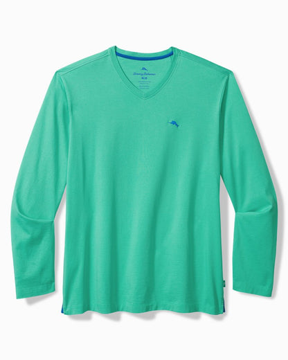 Big & Tall Bali Skyline V-Neck Long-Sleeve T-Shirt Kohala Teal | Tommy Bahama Smart Buy - Big & Tall Bali Skyline V-Neck Long-Sleeve T-Shirt