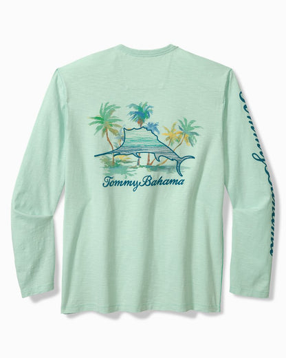 Big & Tall Marlin Mirage Lux Long-Sleeve T-Shirt Light Caribbean Tile | Tommy Bahama Exclusive - Big & Tall Marlin Mirage Lux Long-Sleeve T-Shirt