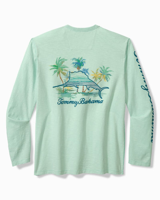 Big & Tall Marlin Mirage Lux Long-Sleeve T-Shirt Light Caribbean Tile | Tommy Bahama Exclusive - Big & Tall Marlin Mirage Lux Long-Sleeve T-Shirt