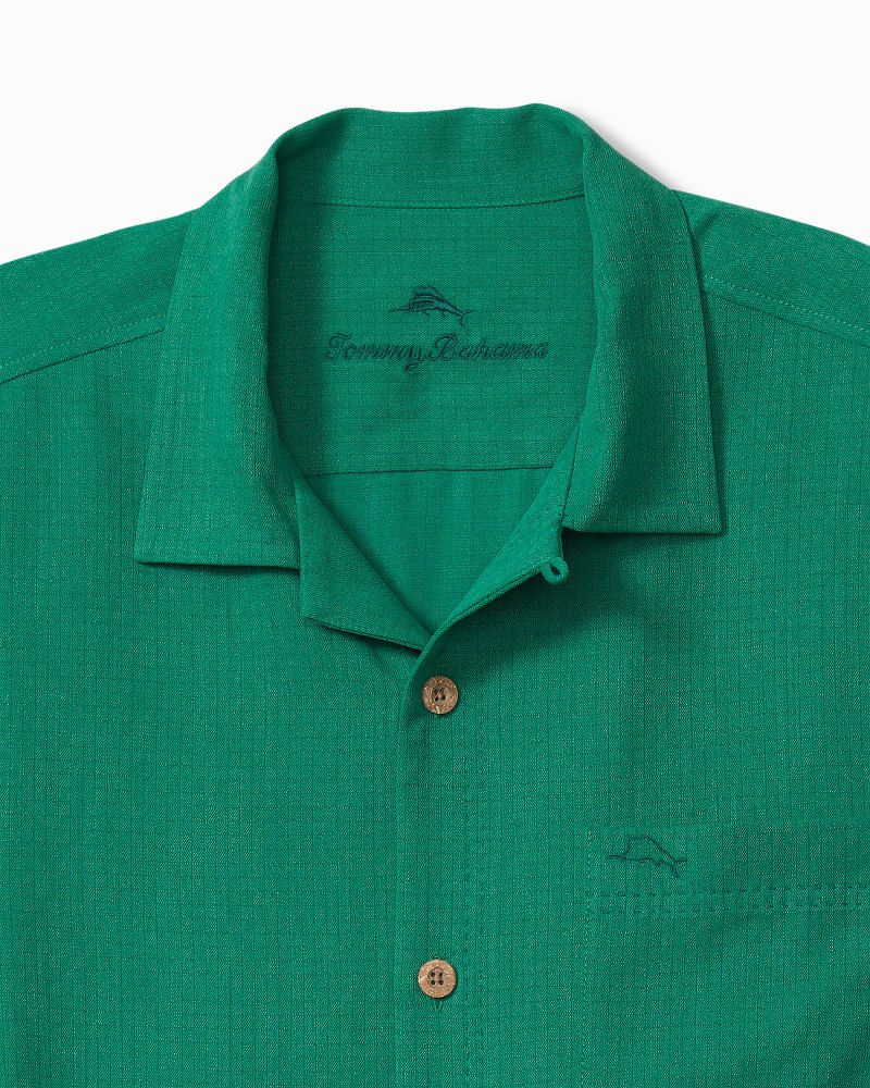 Big & Tall Coastal Breeze Check IslandZone® Camp Shirt Cadmium Green | Tommy Bahama Signature - Big & Tall Coastal Breeze Check IslandZone® Camp Shirt