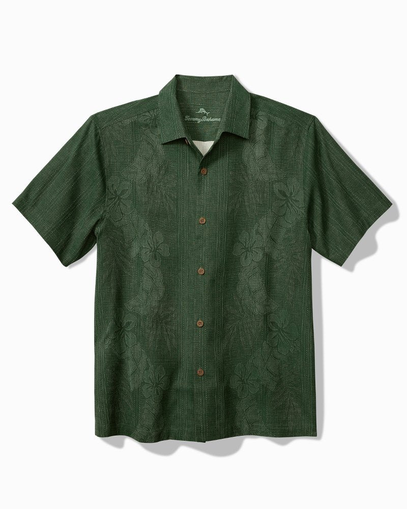 Big & Tall Bali Border Silk Camp Shirt Emerald | Tommy Bahama Premium - Big & Tall Bali Border Silk Camp Shirt