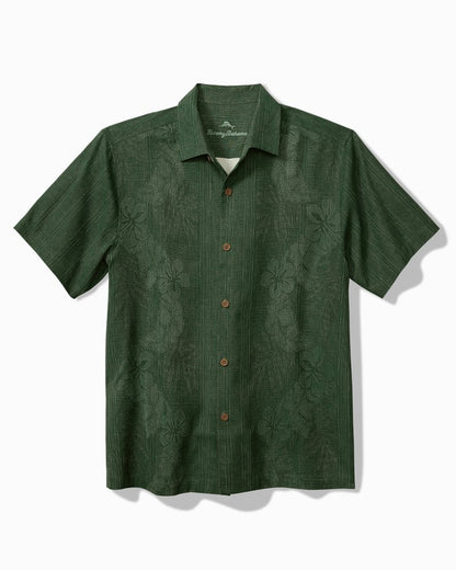 Big & Tall Bali Border Silk Camp Shirt Emerald | Tommy Bahama Premium - Big & Tall Bali Border Silk Camp Shirt