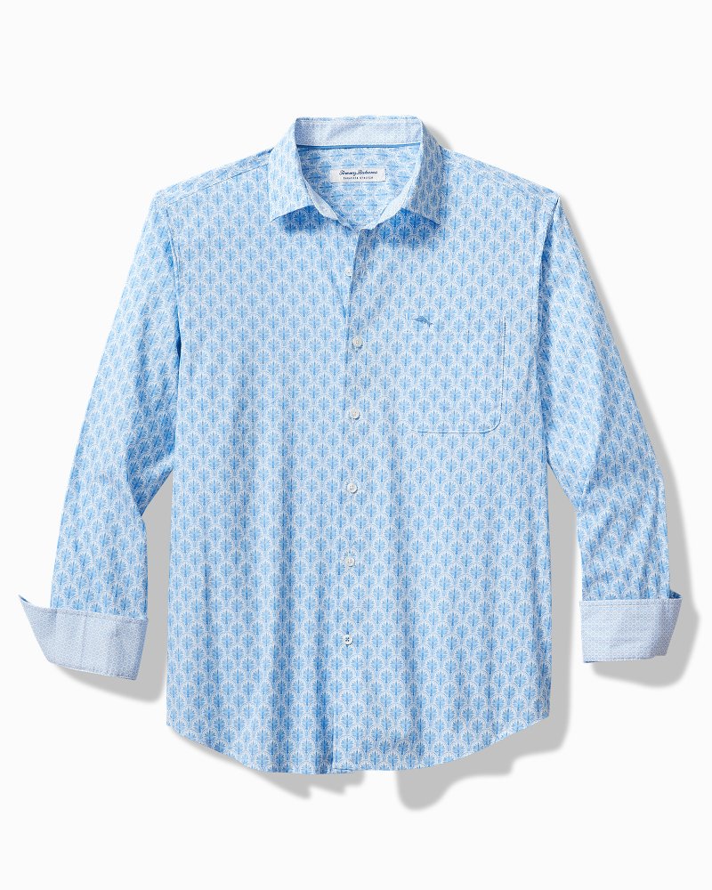 Big & Tall Sarasota Stretch Palm Tiles IslandZone® Shirt Palace Blue | Tommy Bahama Premium - Big & Tall Sarasota Stretch Palm Tiles IslandZone® Shirt