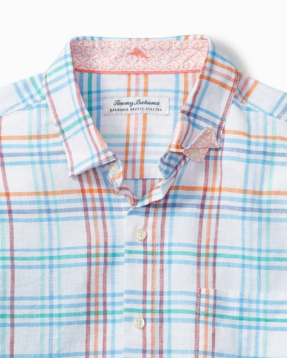 Big & Tall Barbados Breeze La Via Check Stretch-Linen Shirt White | Tommy Bahama Premium - Big & Tall Barbados Breeze La Via Check Stretch-Linen Shirt