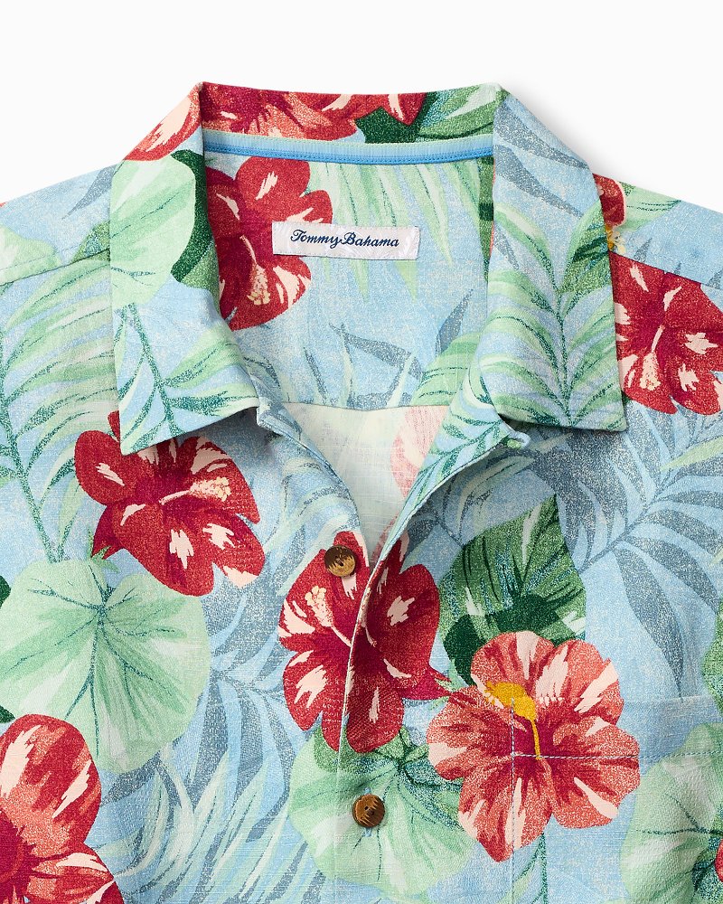Big & Tall Fridas Garden Silk Camp Shirt Morning Sky | Tommy Bahama Classic - Big & Tall Fridas Garden Silk Camp Shirt