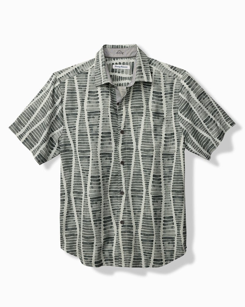 Big & Tall Boardwalk Blues Silk Camp Shirt Carbon Grey | Tommy Bahama New - Big & Tall Boardwalk Blues Silk Camp Shirt