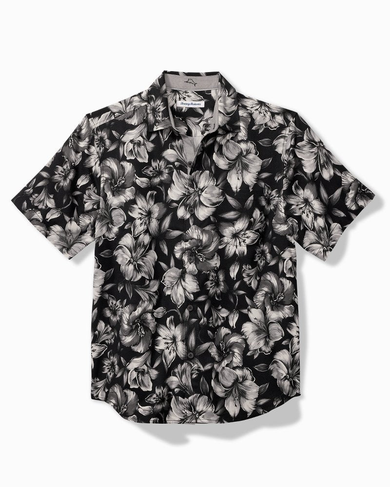 Big & Tall Hibiscus Hideaway Silk Camp Shirt Black | Tommy Bahama Sale - Big & Tall Hibiscus Hideaway Silk Camp Shirt