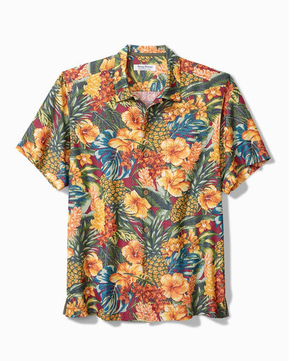 Big & Tall Coconut Point Sunset Canopy IslandZone® Camp Shirt Dark Sangria | Tommy Bahama Great Value - Big & Tall Coconut Point Sunset Canopy IslandZone® Camp Shirt