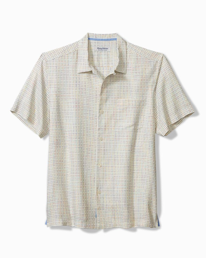 Big & Tall Coconut Point Prismatic Check IslandZone® Camp Shirt Froth | Tommy Bahama Smart Buy - Big & Tall Coconut Point Prismatic Check IslandZone® Camp Shirt