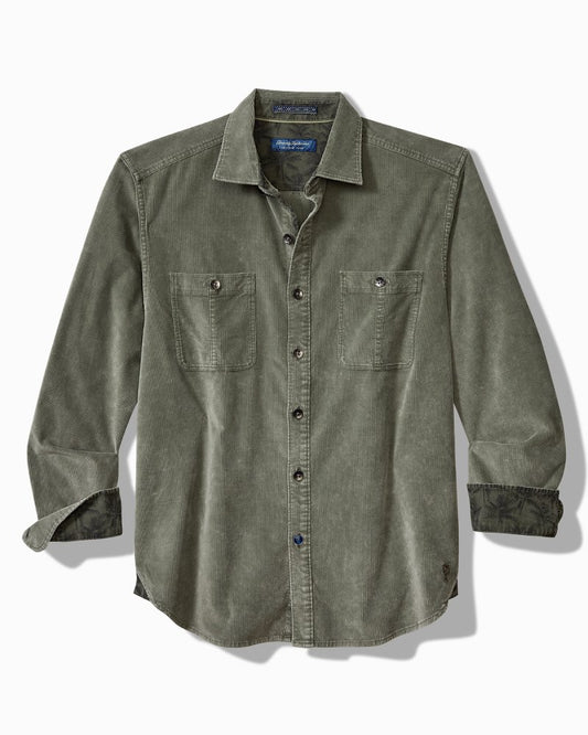 Big & Tall Coastline Cord Stretch Sun Fade Double-Pocket Shirt Dark Fern | Tommy Bahama Trending - Big & Tall Coastline Cord Stretch Sun Fade Double-Pocket Shirt