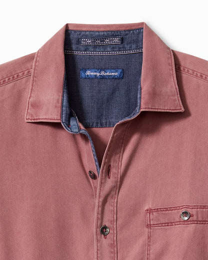 Big & Tall Ocean Wash Twill Long-Sleeve Shirt Ruby Wine | Tommy Bahama Popular - Big & Tall Ocean Wash Twill Long-Sleeve Shirt