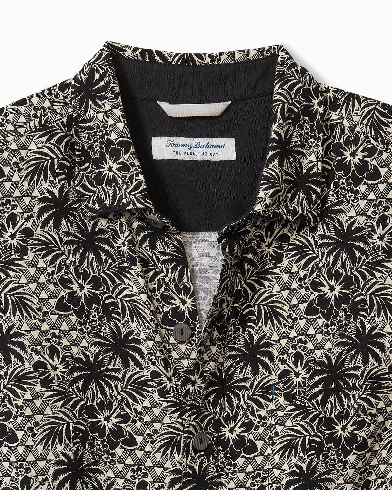 Big & Tall Veracruz Cay Palm Cascade Short-Sleeve Shirt Black | Tommy Bahama Sale - Big & Tall Veracruz Cay Palm Cascade Short-Sleeve Shirt