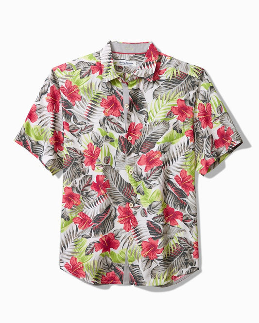 Big & Tall Coconut Point Hibiscus Shores IslandZone® Camp Shirt Summer Grey | Tommy Bahama Recommended - Big & Tall Coconut Point Hibiscus Shores IslandZone® Camp Shirt