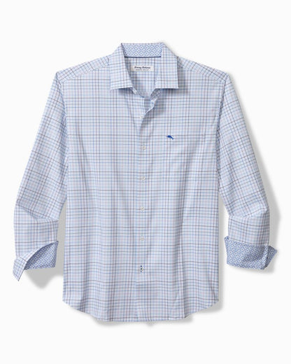 Big & Tall Sarasota Stretch Cabo Check IslandZone® Shirt Chambray Blue | Tommy Bahama Trusted - Big & Tall Sarasota Stretch Cabo Check IslandZone® Shirt
