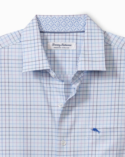 Big & Tall Sarasota Stretch Cabo Check IslandZone® Shirt Chambray Blue | Tommy Bahama Trusted - Big & Tall Sarasota Stretch Cabo Check IslandZone® Shirt
