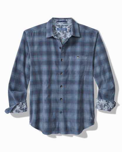 Big & Tall Coastline Cord Stretch Ombré Check Shirt Dockside Blue | Tommy Bahama Popular - Big & Tall Coastline Cord Stretch Ombré Check Shirt