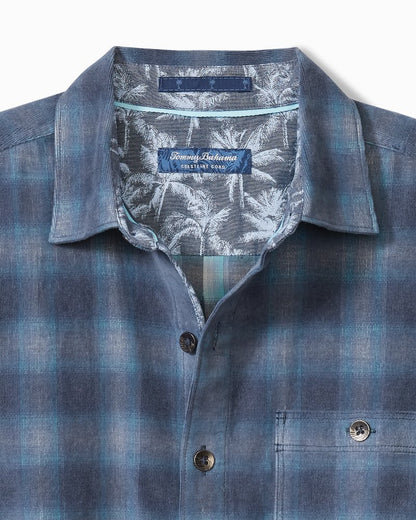 Big & Tall Coastline Cord Stretch Ombré Check Shirt Dockside Blue | Tommy Bahama Popular - Big & Tall Coastline Cord Stretch Ombré Check Shirt