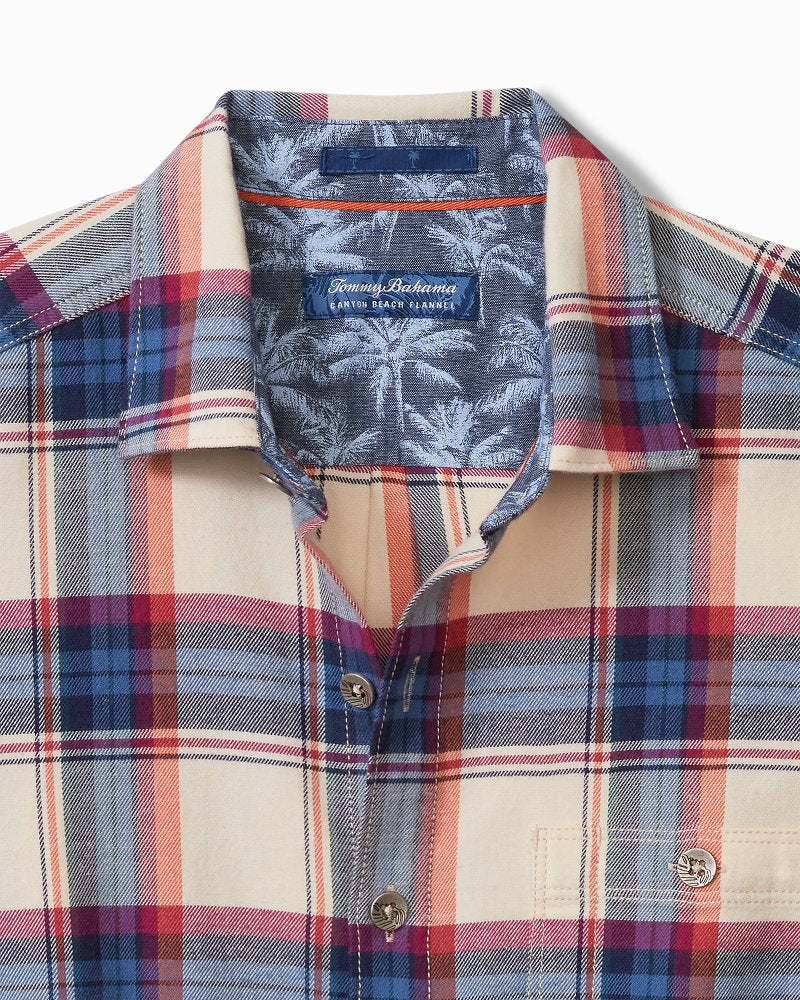 Big & Tall Canyon Beach Window Pane Stretch Flannel Shirt Bleached Sand | Tommy Bahama Recommended - Big & Tall Canyon Beach Window Pane Stretch Flannel Shirt