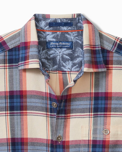 Big & Tall Canyon Beach Window Pane Stretch Flannel Shirt Bleached Sand | Tommy Bahama Recommended - Big & Tall Canyon Beach Window Pane Stretch Flannel Shirt