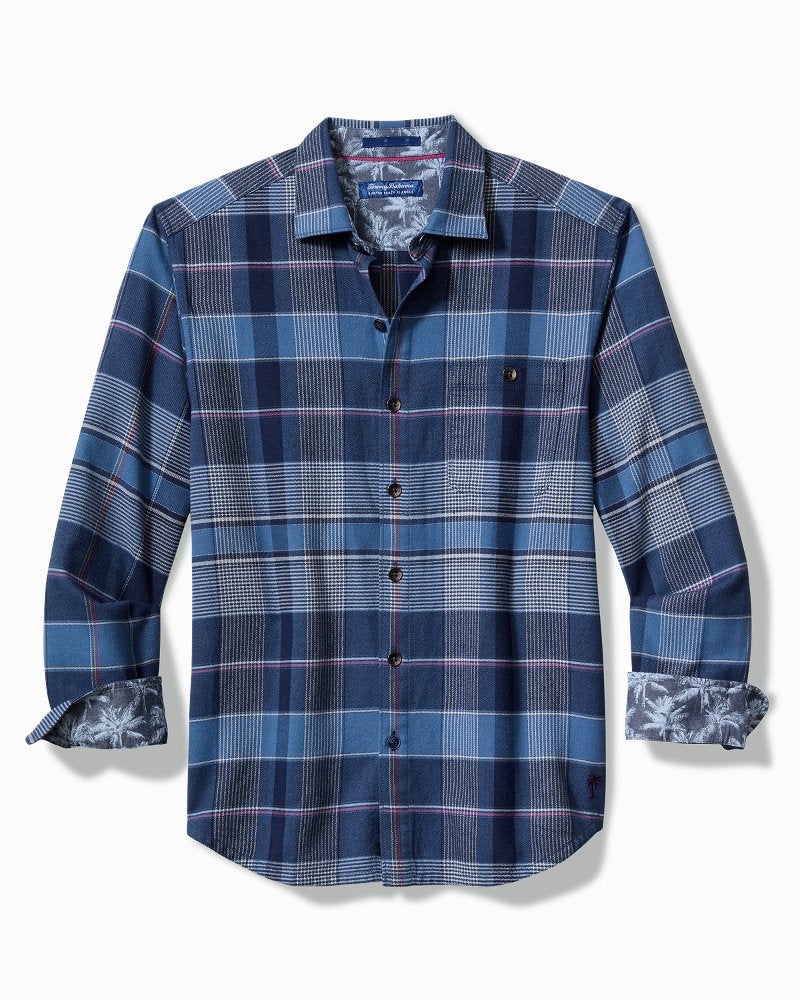Big & Tall Canyon Beach Pebble Cay Plaid Stretch Flannel Shirt Dockside Blue | Tommy Bahama Latest - Big & Tall Canyon Beach Pebble Cay Plaid Stretch Flannel Shirt