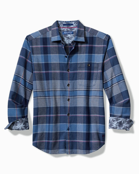 Big & Tall Canyon Beach Pebble Cay Plaid Stretch Flannel Shirt Dockside Blue | Tommy Bahama Latest - Big & Tall Canyon Beach Pebble Cay Plaid Stretch Flannel Shirt