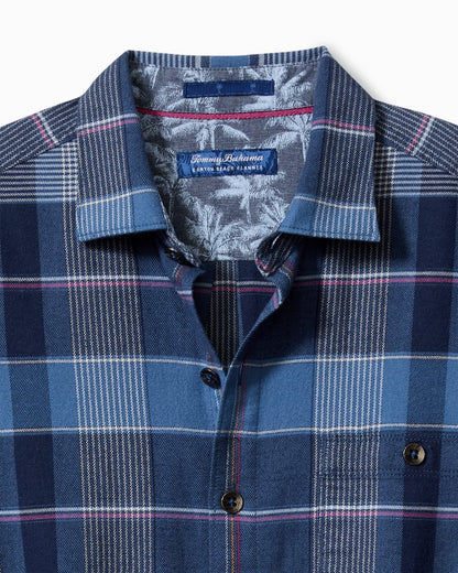 Big & Tall Canyon Beach Pebble Cay Plaid Stretch Flannel Shirt Dockside Blue | Tommy Bahama Latest - Big & Tall Canyon Beach Pebble Cay Plaid Stretch Flannel Shirt