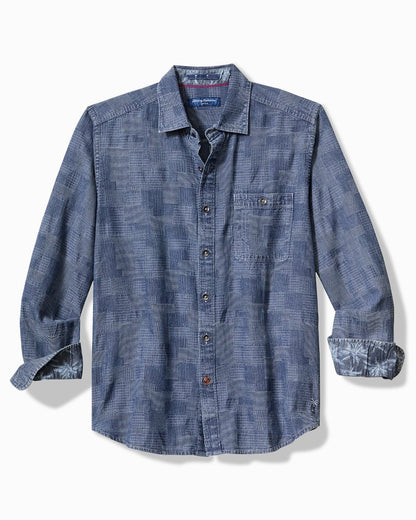 Big & Tall Paradise Patchwork Long-Sleeve Shirt Blue Jean | Tommy Bahama Deals - Big & Tall Paradise Patchwork Long-Sleeve Shirt