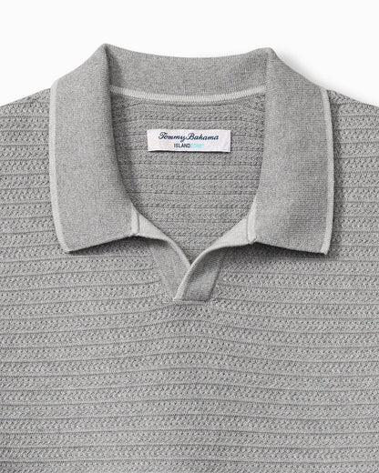 Big & Tall Coolside Harbor IslandZone® Sweater Polo Grey Heather | Tommy Bahama Trusted - Big & Tall Coolside Harbor IslandZone® Sweater Polo