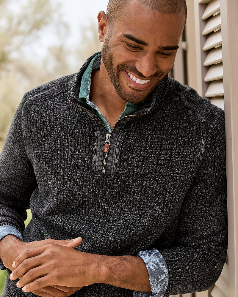 Big & Tall Sunbreak Half-Zip Sweater Black | Tommy Bahama Popular - Big & Tall Sunbreak Half-Zip Sweater