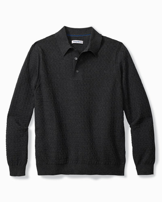 Big & Tall Capital Cable Sweater Polo Black | Tommy Bahama Discount - Big & Tall Capital Cable Sweater Polo