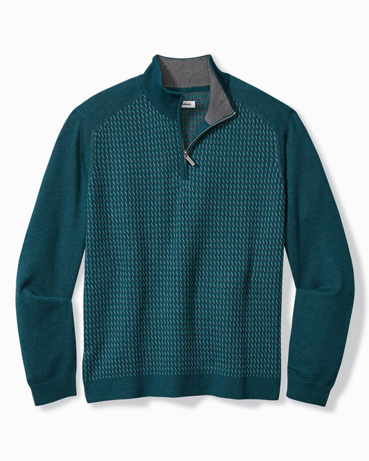 Big & Tall Coastal Shores Half-Zip Sweater Seaway | Tommy Bahama Best Seller - Big & Tall Coastal Shores Half-Zip Sweater