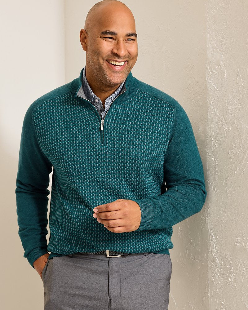 Big & Tall Coastal Shores Half-Zip Sweater Seaway | Tommy Bahama Best Seller - Big & Tall Coastal Shores Half-Zip Sweater