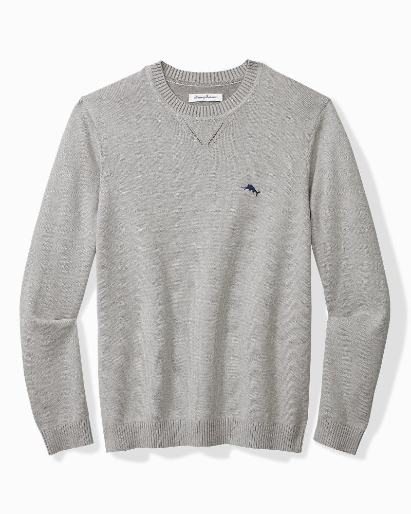 Big & Tall Marlin Luxe Crew Sweater Light Grey Heather | Tommy Bahama Latest - Big & Tall Marlin Luxe Crew Sweater