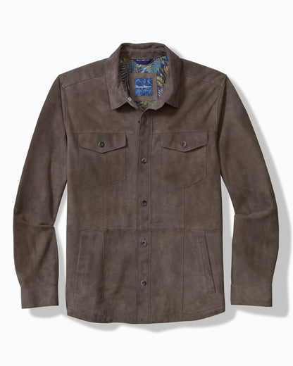 Big & Tall Boulder Ridge Suede Shirt Jacket Fog Grey | Tommy Bahama Special Offer - Big & Tall Boulder Ridge Suede Shirt Jacket