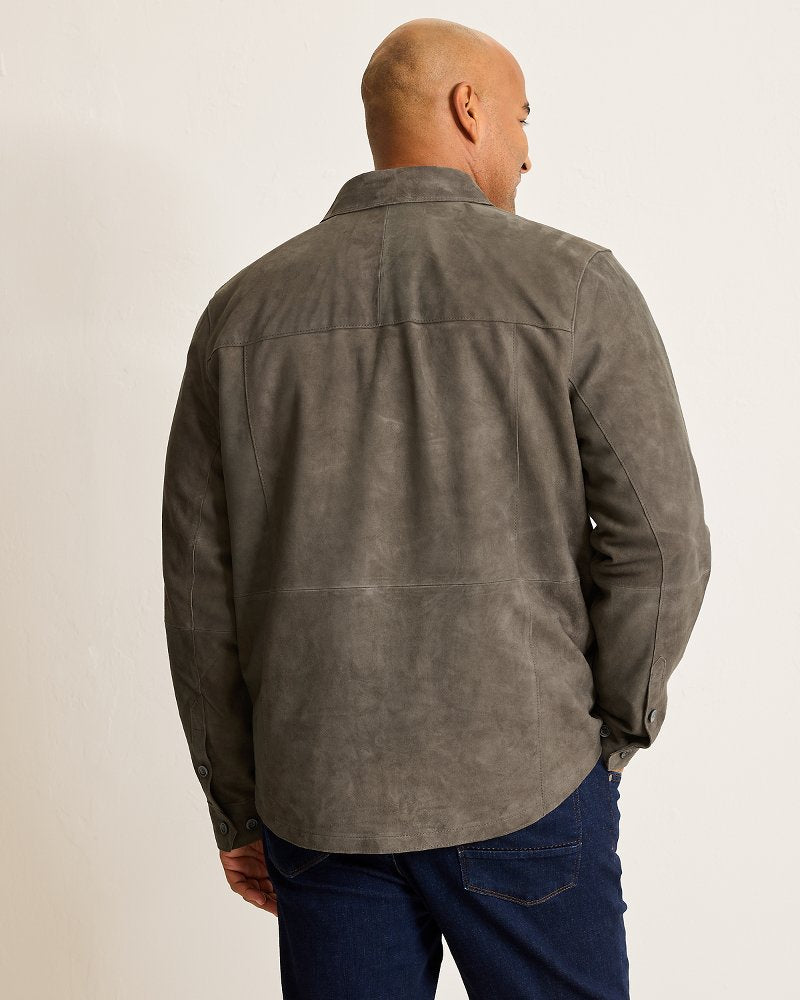 Big & Tall Boulder Ridge Suede Shirt Jacket Fog Grey | Tommy Bahama Special Offer - Big & Tall Boulder Ridge Suede Shirt Jacket