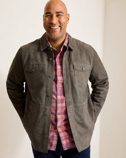 Big & Tall Boulder Ridge Suede Shirt Jacket Fog Grey | Tommy Bahama Special Offer - Big & Tall Boulder Ridge Suede Shirt Jacket
