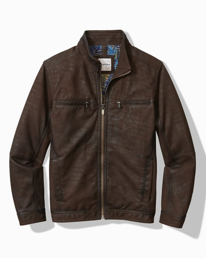 Big & Tall Highland Rocker Leather Jacket Dark Brown | Tommy Bahama Recommended - Big & Tall Highland Rocker Leather Jacket