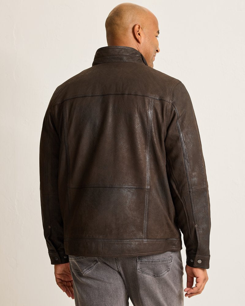 Big & Tall Highland Rocker Leather Jacket Dark Brown | Tommy Bahama Recommended - Big & Tall Highland Rocker Leather Jacket
