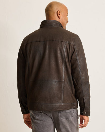 Big & Tall Highland Rocker Leather Jacket Dark Brown | Tommy Bahama Recommended - Big & Tall Highland Rocker Leather Jacket