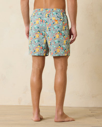 Big & Tall Naples Tales of a Cocktail Swim Trunks Concrete Grey | Tommy Bahama Great Value - Big & Tall Naples Tales of a Cocktail Swim Trunks