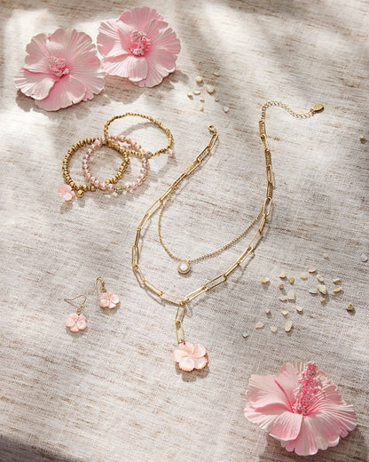 Tropical Blooms Coral Hibiscus Dangle Earrings Pink | Tommy Bahama Trending - Tropical Blooms Coral Hibiscus Dangle Earrings