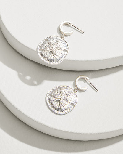 Marco Island Sand Dollar Drop Hoop Earrings Silver | Tommy Bahama Trending - Marco Island Sand Dollar Drop Hoop Earrings