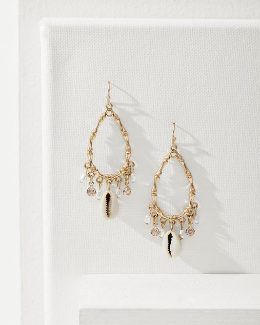 Seaside Shell Drop Hoop Charm Earrings Gold | Tommy Bahama Hot Sale - Seaside Shell Drop Hoop Charm Earrings