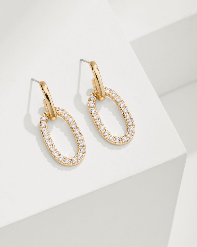 Sanibel Island Crystal Link Drop Earrings Gold | Tommy Bahama Signature - Sanibel Island Crystal Link Drop Earrings
