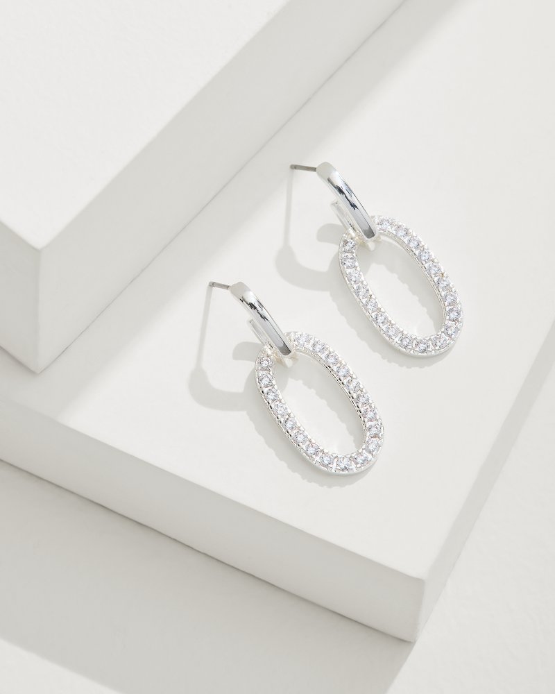 Sanibel Island Crystal Link Drop Earrings Silver | Tommy Bahama Hot Sale - Sanibel Island Crystal Link Drop Earrings