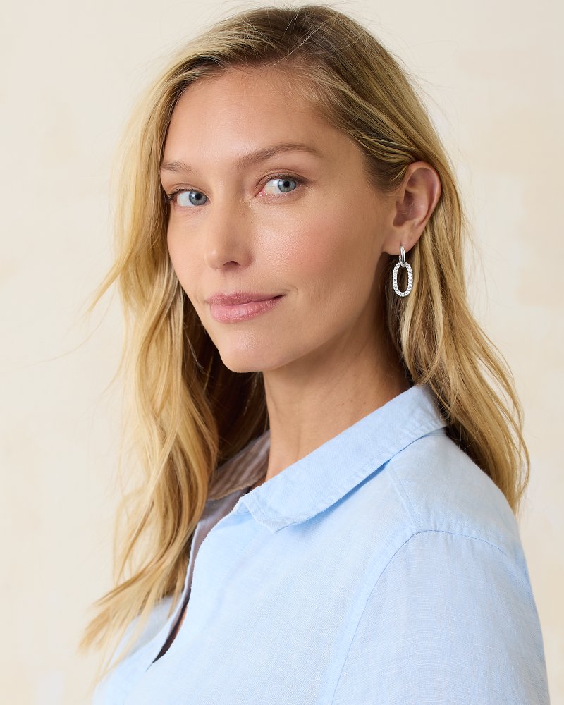 Sanibel Island Crystal Link Drop Earrings Silver | Tommy Bahama Hot Sale - Sanibel Island Crystal Link Drop Earrings