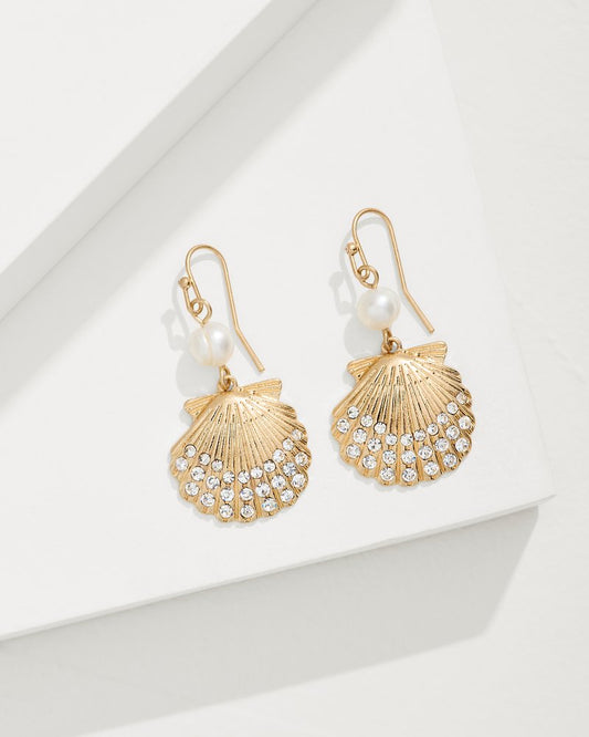 Sanibel Island Pearl and Shell Drop Earrings Gold | Tommy Bahama Discount - Sanibel Island Pearl and Shell Drop Earrings